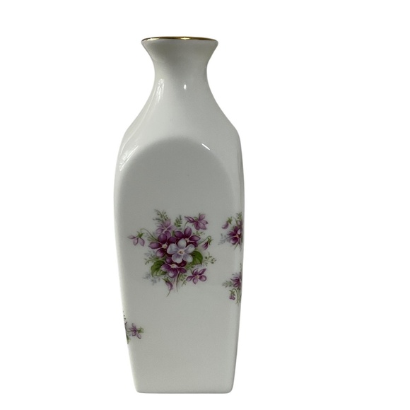 Royal Albert Bone China Sweet Violets Bud Vase Floral Gold Trim England 5” x 2” - Picture 5 of 10